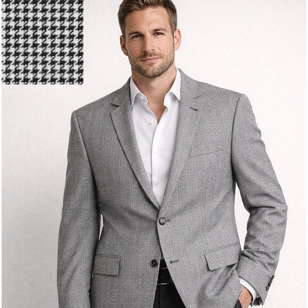 Pronto Moda Sport Coat 50R Silk Wool Cashmere Houndstooth Blazer